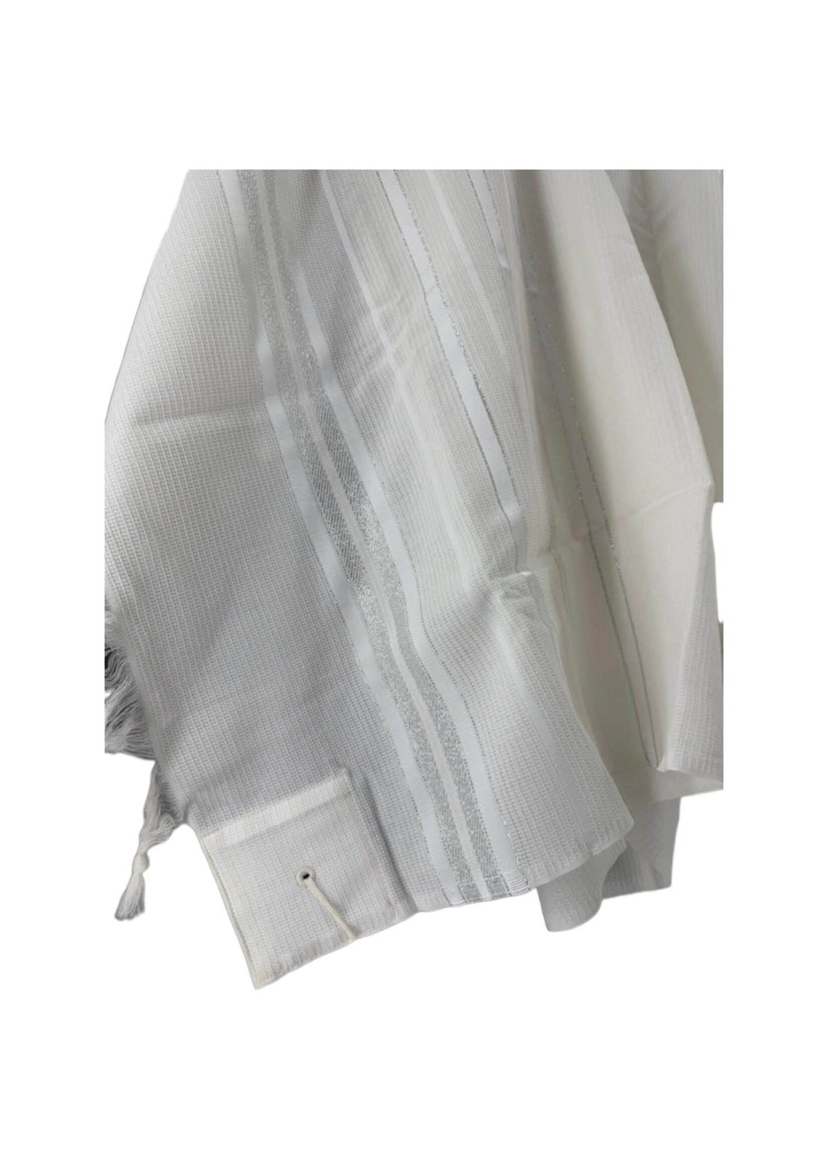 MMJ TALLIS WOOL ASHKENAZ ANTI-SLIP WHITE SILVER 60 THIN STRINGS