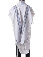 MMJ TALLIS WOOL ASHKENAZ GREY & SILVER NON-SLIP  60 THIN MEYUCHAD