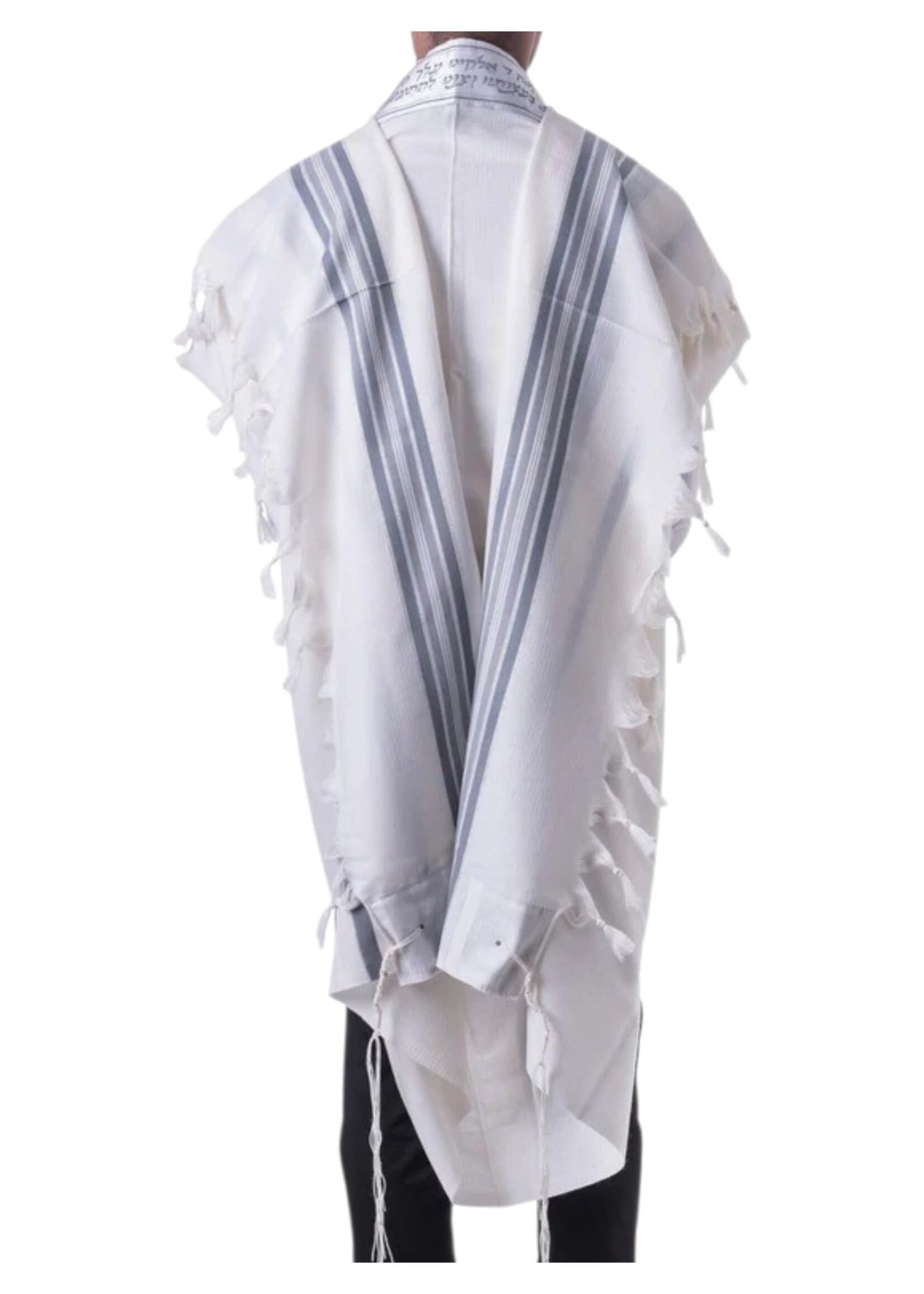 MMJ TALLIS WOOL ASHKENAZ GREY & SILVER NON-SLIP  60 THIN MEYUCHAD