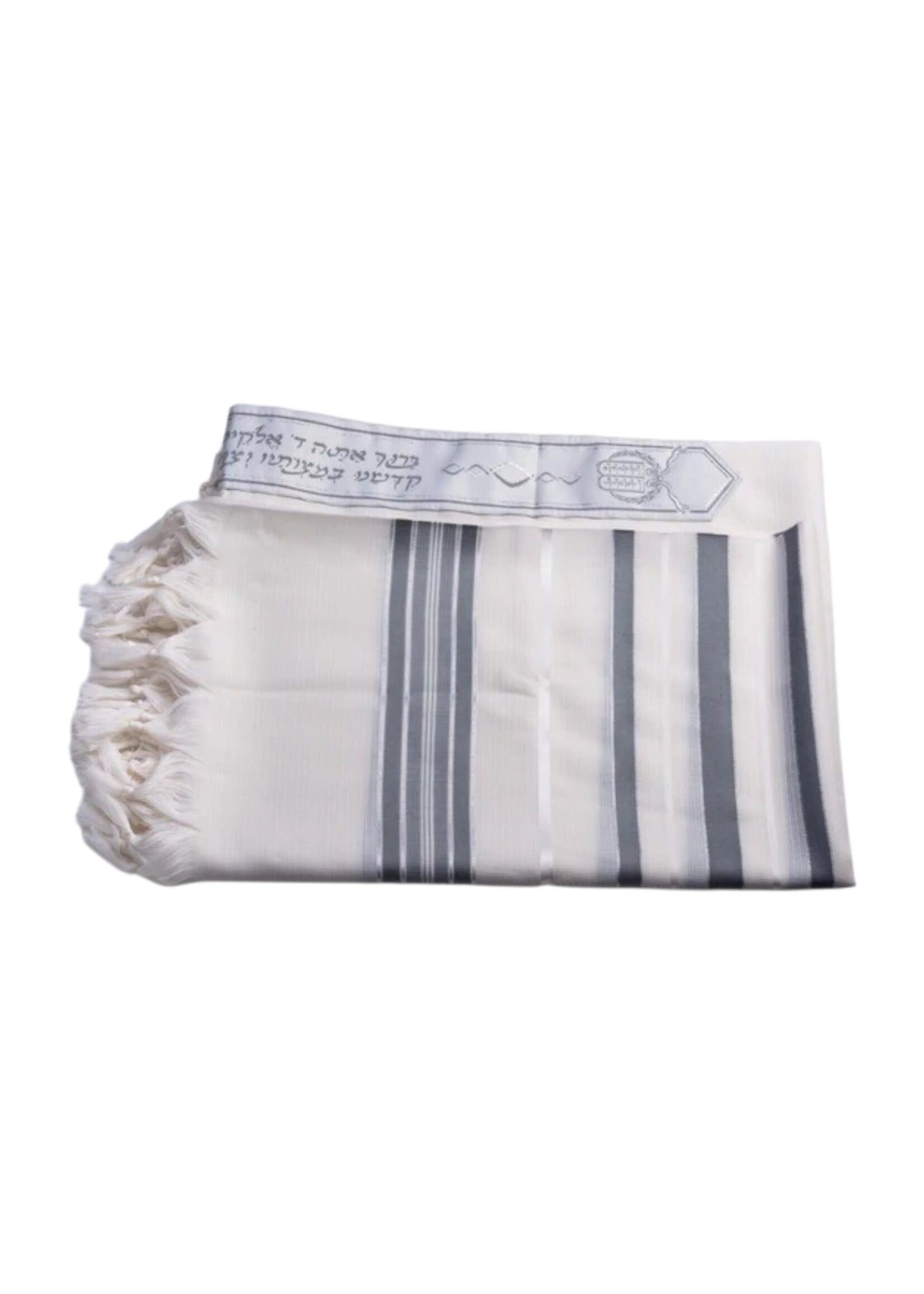 MMJ TALLIS WOOL ASHKENAZ GREY & SILVER NON-SLIP  60 THIN MEYUCHAD
