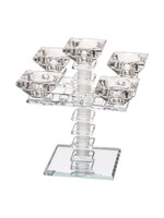CANDELABRA CRYSTAL 5 BRANCH GEOMETRIC SQUARE DESIGN