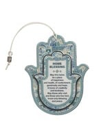 HOME BLESSING HAMSA ENGLISH BLUE JERUSALEM TILE MOTIF