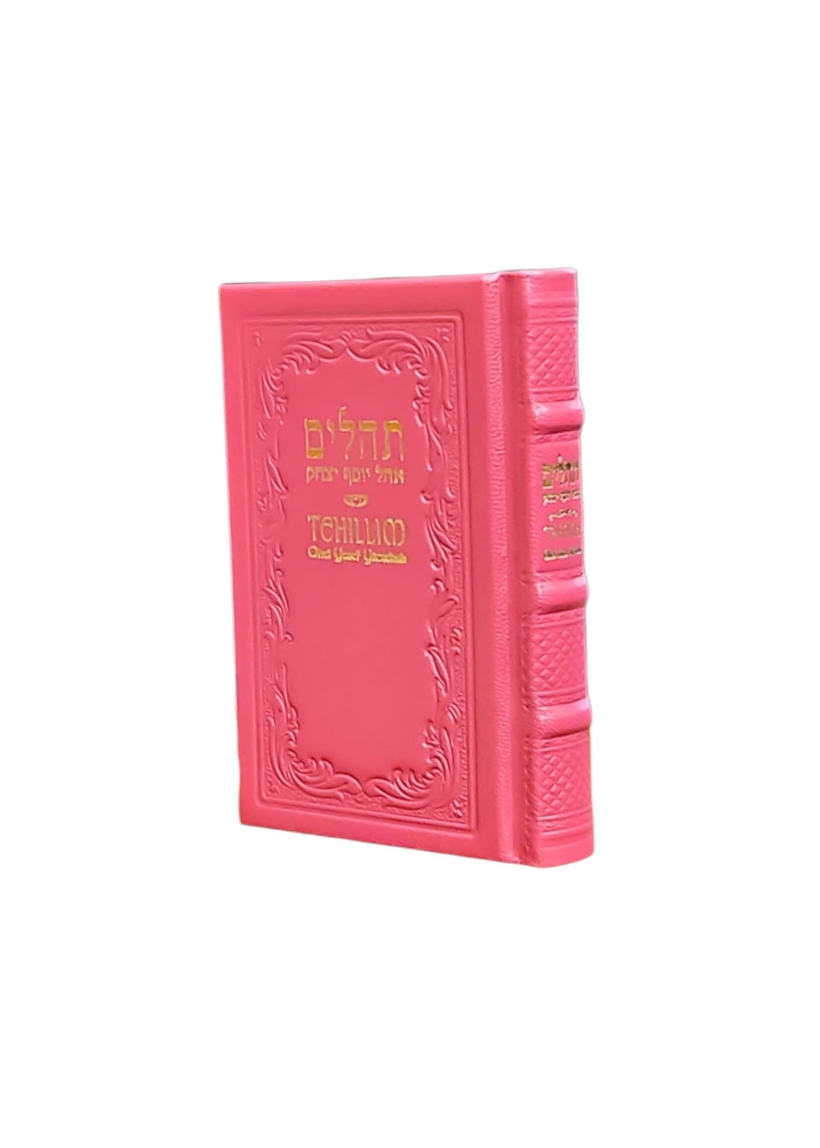 TEHILLIM HOT PINK  ENGLISH  LEATHER COMPACT SIZE
