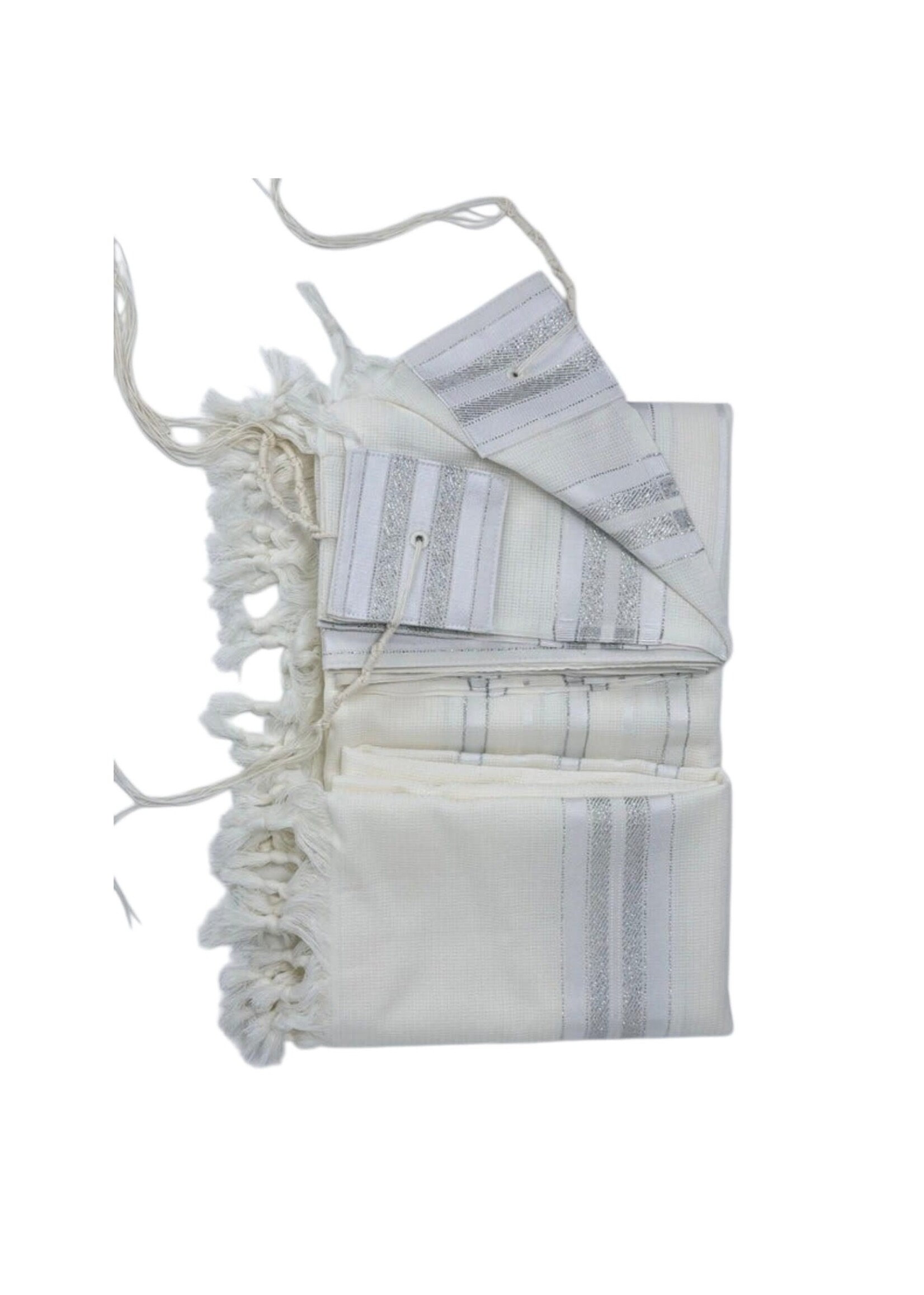 MMJ TALLIS WOOL SEPHARDIC ANTI-SLIP SILVER 50 AVODAS YAD THICK