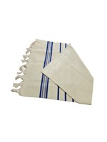 MMJ TALLIS WOOL SEPHARDI ANTI-SLIP DARK BLUE & SILVER 50 AVODAS YAD THICK