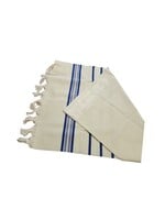 MMJ TALLIS WOOL SEPHARDI NON-SLIP BLUE & SILVER 50 AVODAS YAD THICK