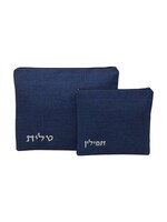 TALLIS & TEFILLIN SET NAVY LINEN
