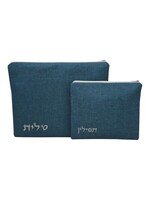 TALLIS & TEFILLIN SET TEAL LINEN