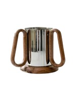 WASH CUP STAINLESS STEEL & WOOD HANDLES & BASE