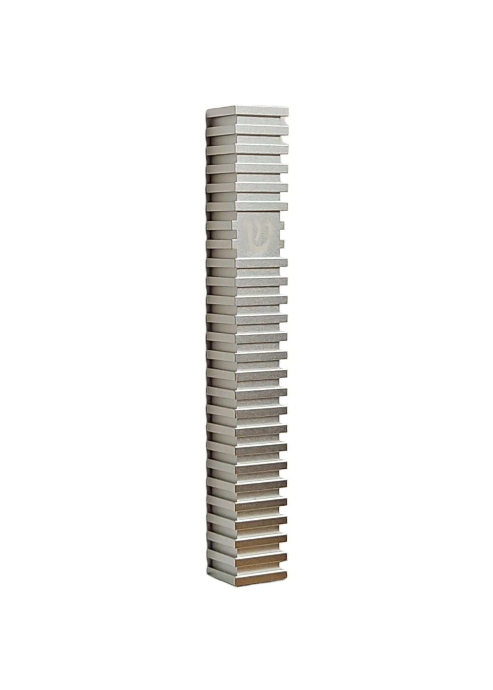 MEZUZAH SILVER SQUARE GROOVED 15CM
