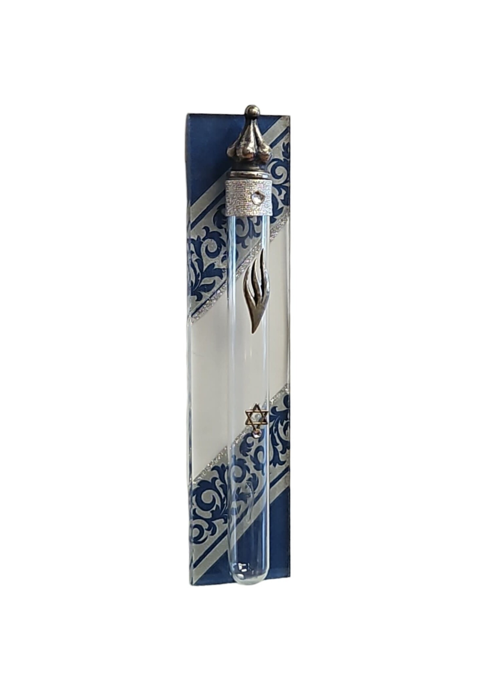 MEZUZAH CASE ACRYLIC HAND PAINTED BLUES