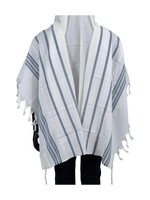 MMJ TALLIS WOOL SEPHARDI ANTI-SLIP DENIM & SILVER 60 MEYUCHAD THIN
