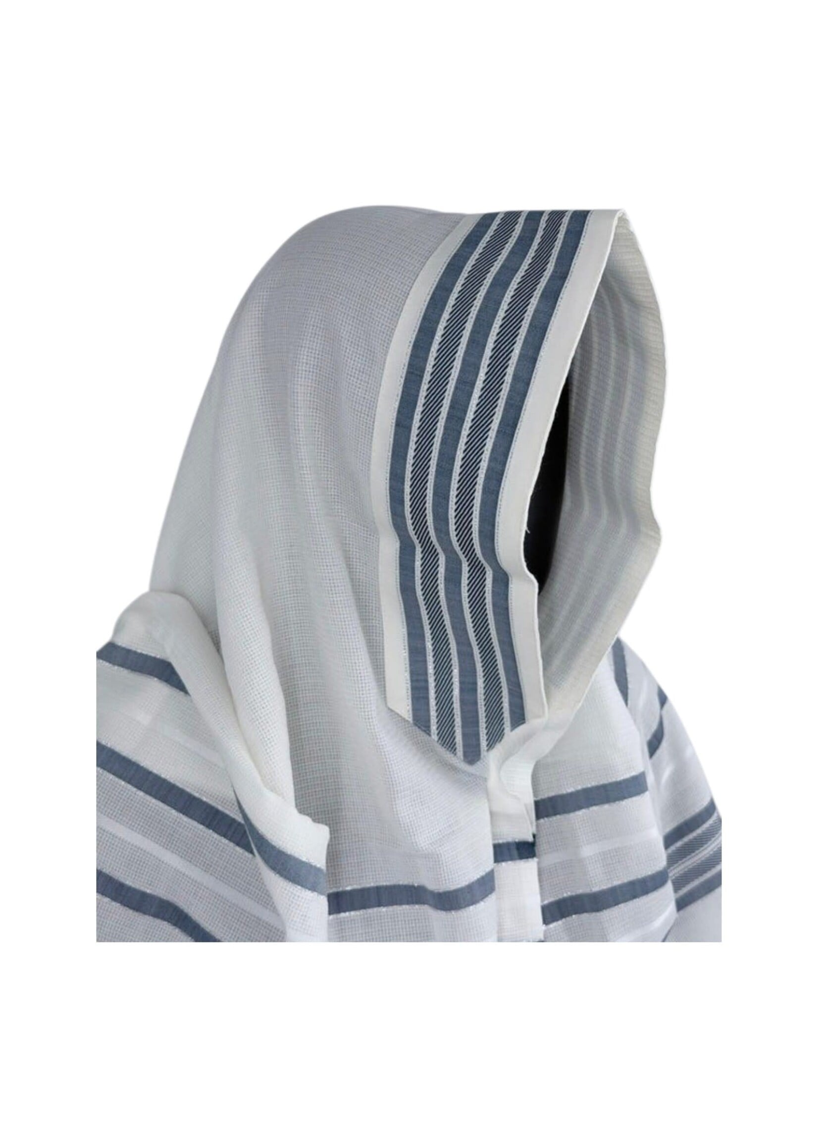 MMJ TALLIS WOOL SEPHARDI ANTI-SLIP DENIM & SILVER 60 MEYUCHAD THIN