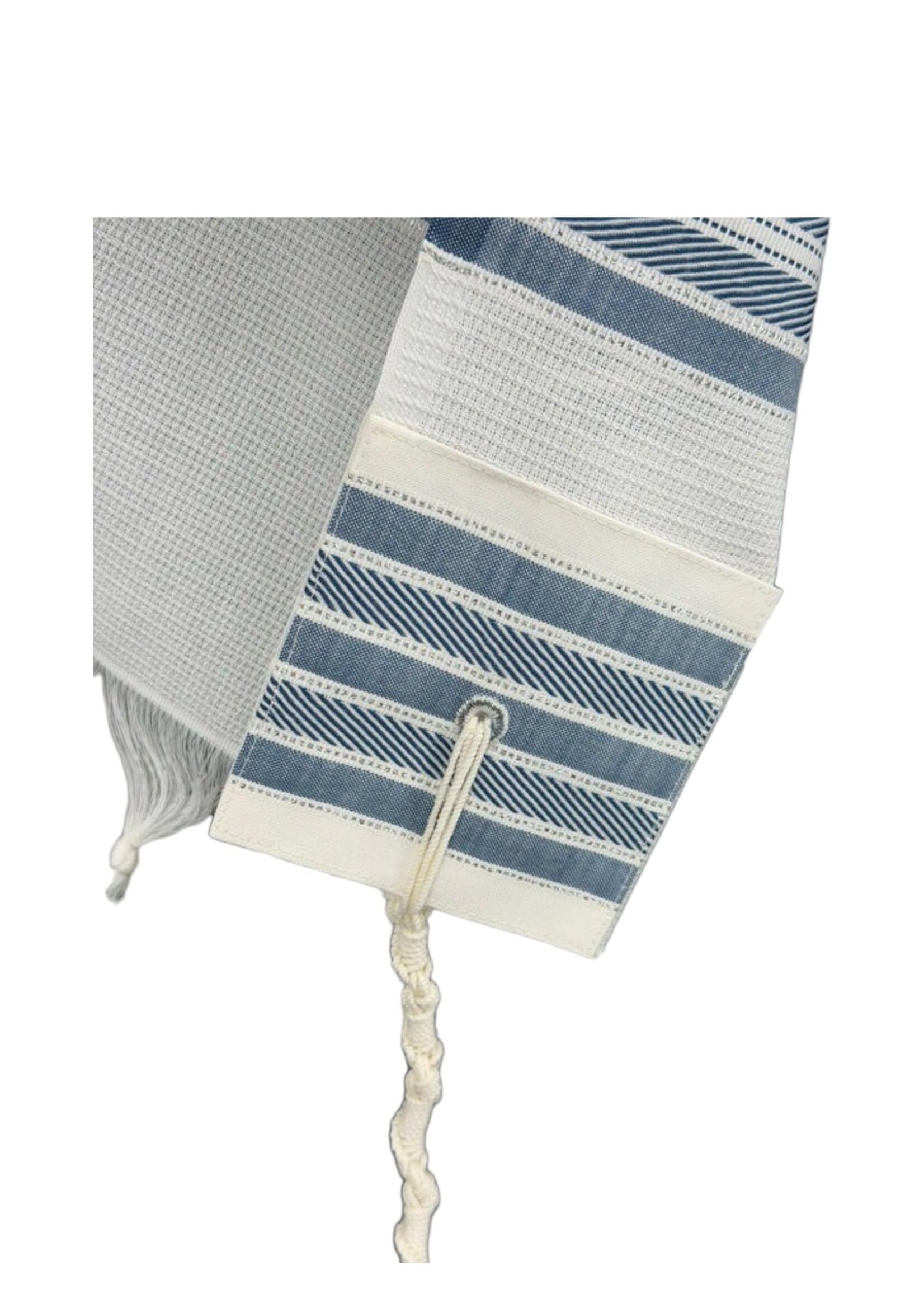 MMJ TALLIS WOOL SEPHARDI ANTI-SLIP DENIM & SILVER 60 MEYUCHAD THIN