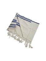 MMJ TALLIS WOOL ASHKENAZ ANTI-SLIP DARK BLUE & SILVER MEYUCHAD THIN