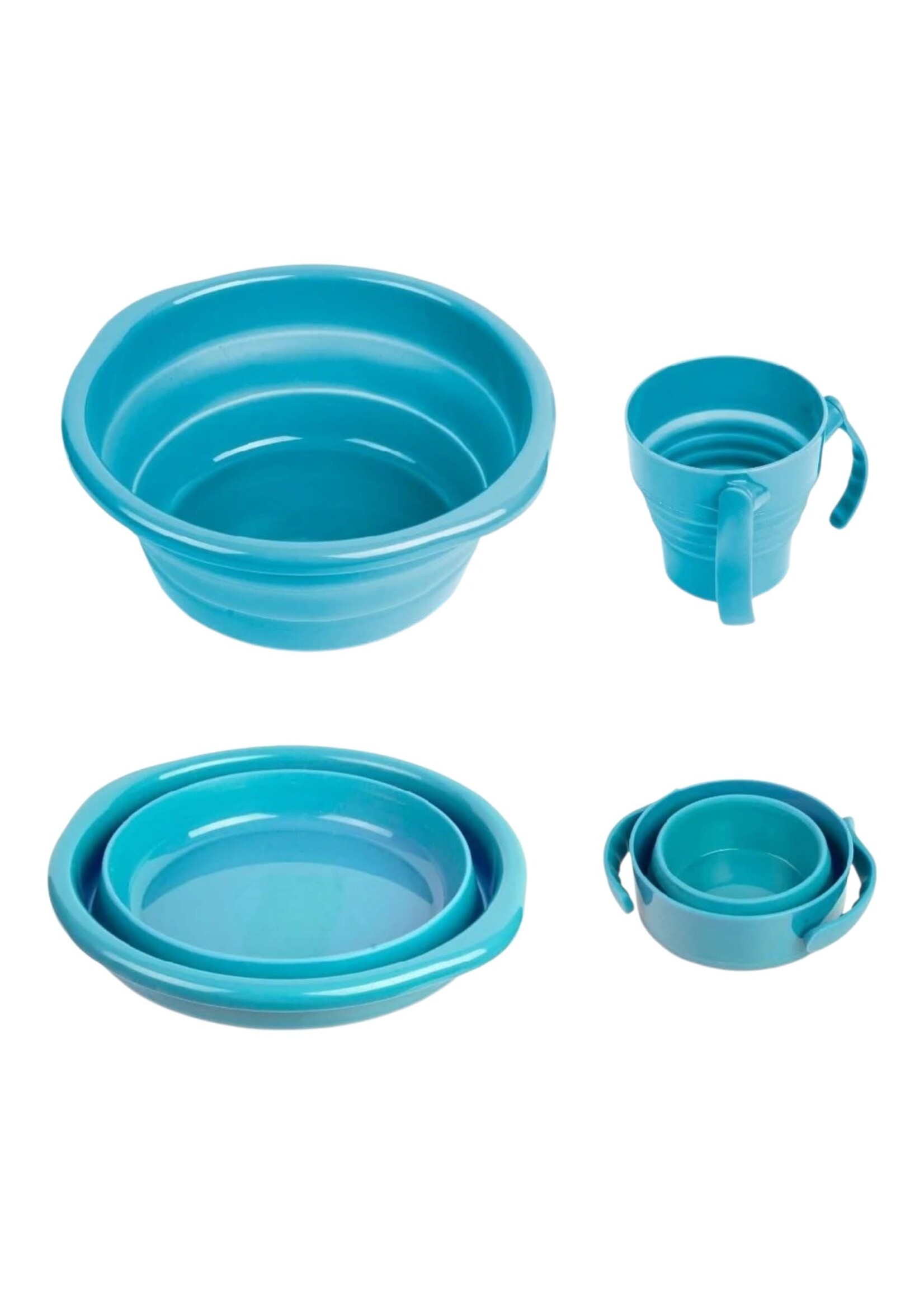 COLLAPSIBLE  WASH CUP AND BOWL SET ASSORTED COLORS