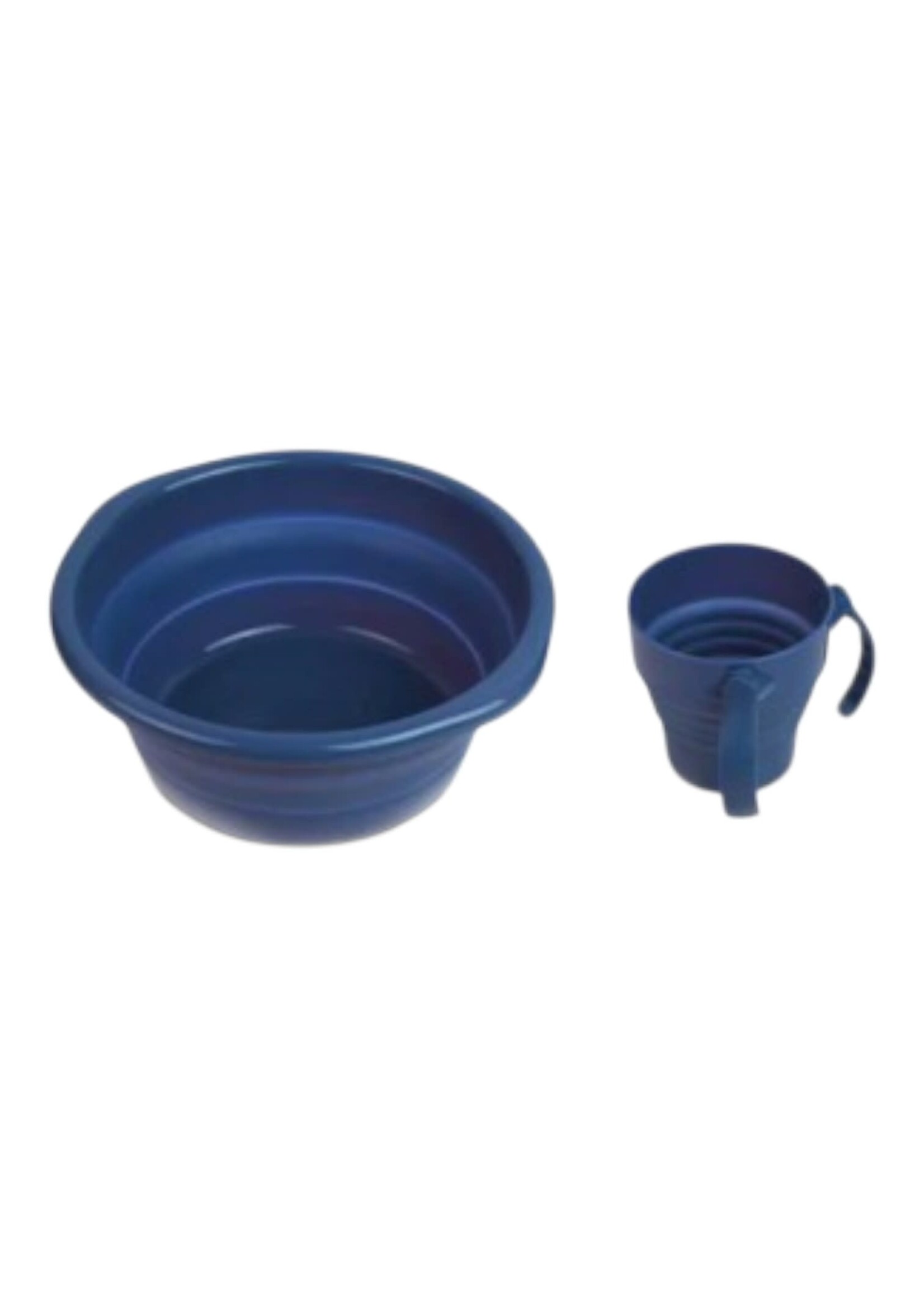 COLLAPSIBLE  WASH CUP AND BOWL SET ASSORTED COLORS