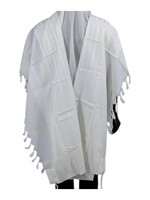 MMJ TALLIS WOOL SEPHARDIC ANTI-SLIP WHITE 70 AVODAS YAD THIN