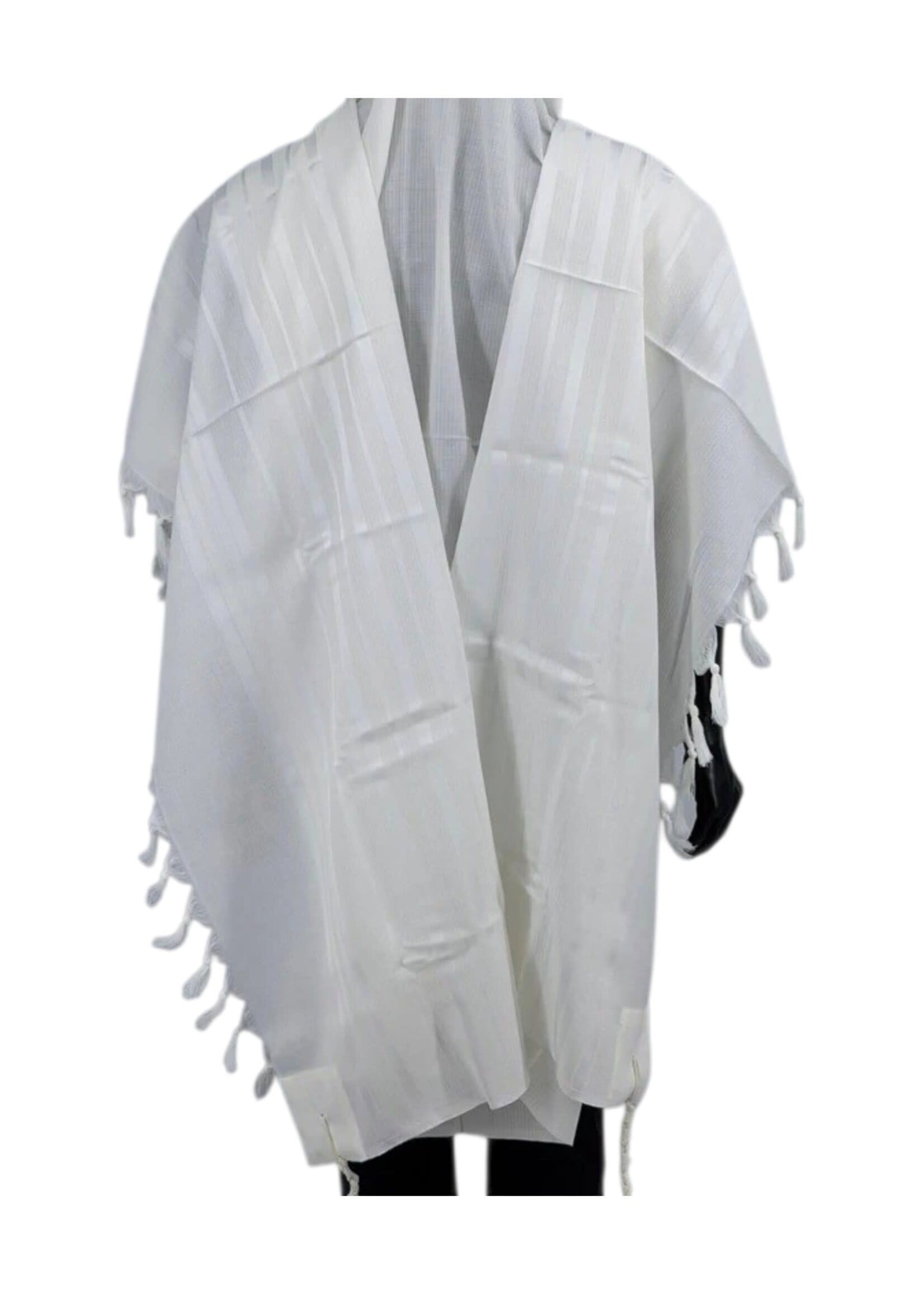 MMJ TALLIS WOOL SEPHARDIC ANTI-SLIP WHITE 70 AVODAS YAD THIN