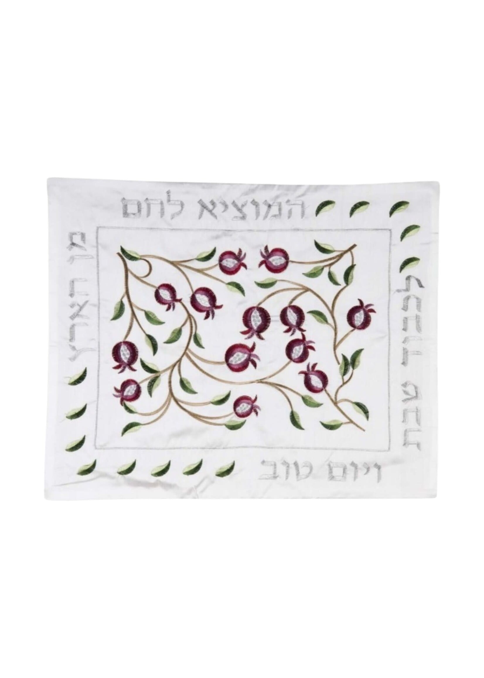 CHALLAH COVER PINK & RED POMAGRANATE EMBROIDERY