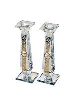 CANDLESTICKS CRYSTAL GOLD LASER CUT FILIGREE PLAQUE
