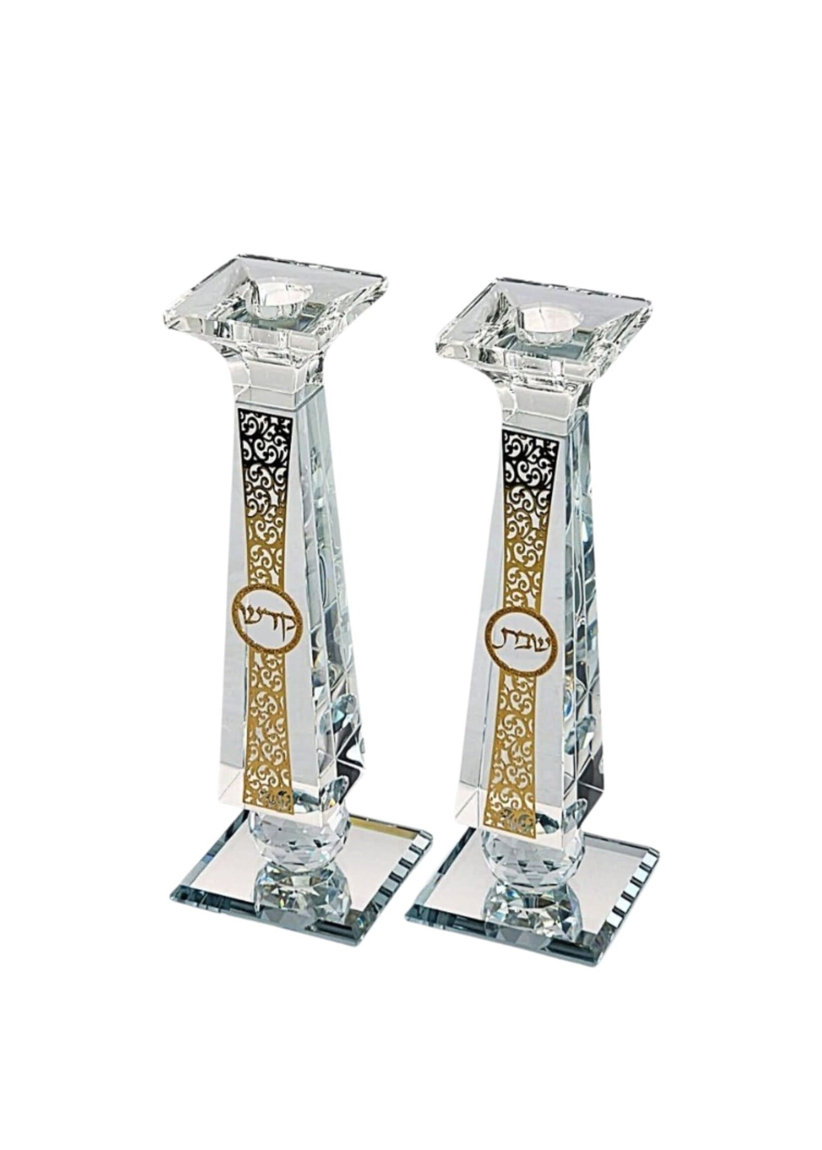 CANDLESTICKS CRYSTAL GOLD LASER CUT FILIGREE PLAQUE