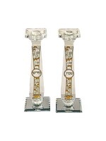 CANDLESTICKS CRYSTAL GOLD LASER CUT JERUSALEM PLAQUE