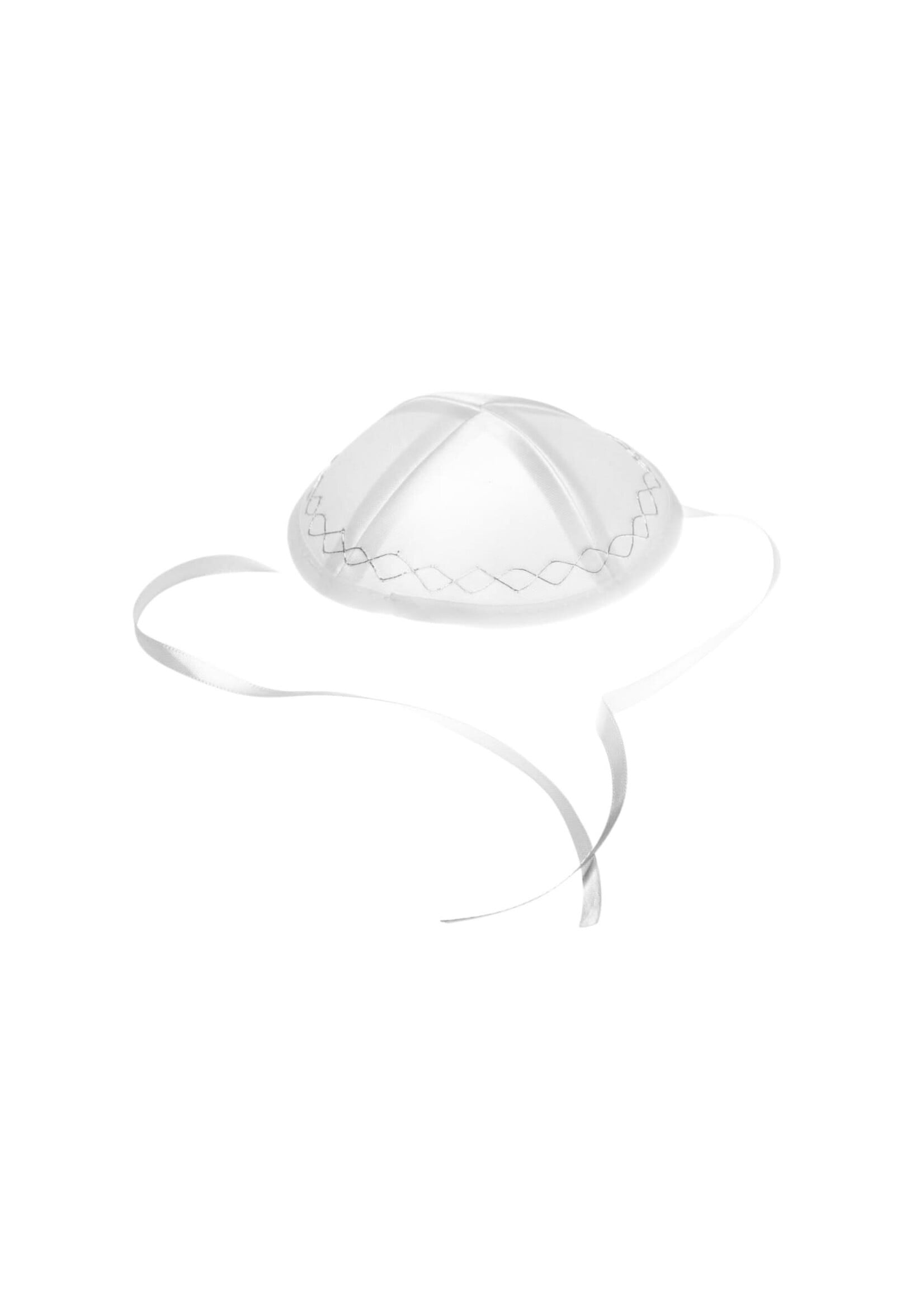 BABY KIPPAH RAYON WHITE SILVER EMBROIDERY