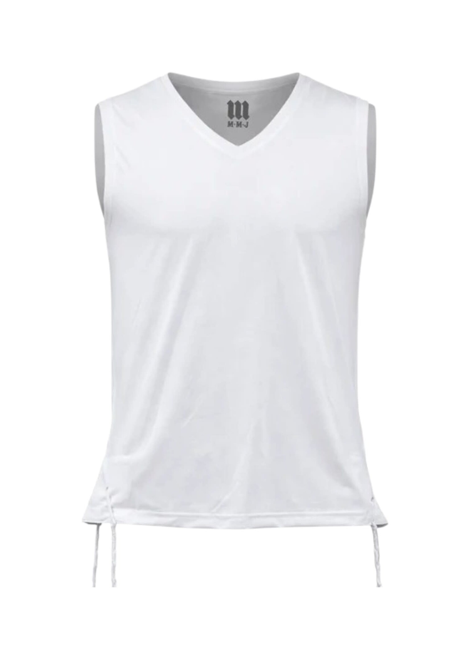 MMJ TZITZIS DRI-FIT TANK TOP SEPHARDIC V-NECK ADULT WHITE