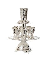 KIDDUSH FOUNTAIN OVAL MEDALLION MOTIF SILVER PLATE 8 CUP