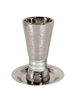 KIDDUSH CUP HAMMERED NICKEL WITH RINGS GREY