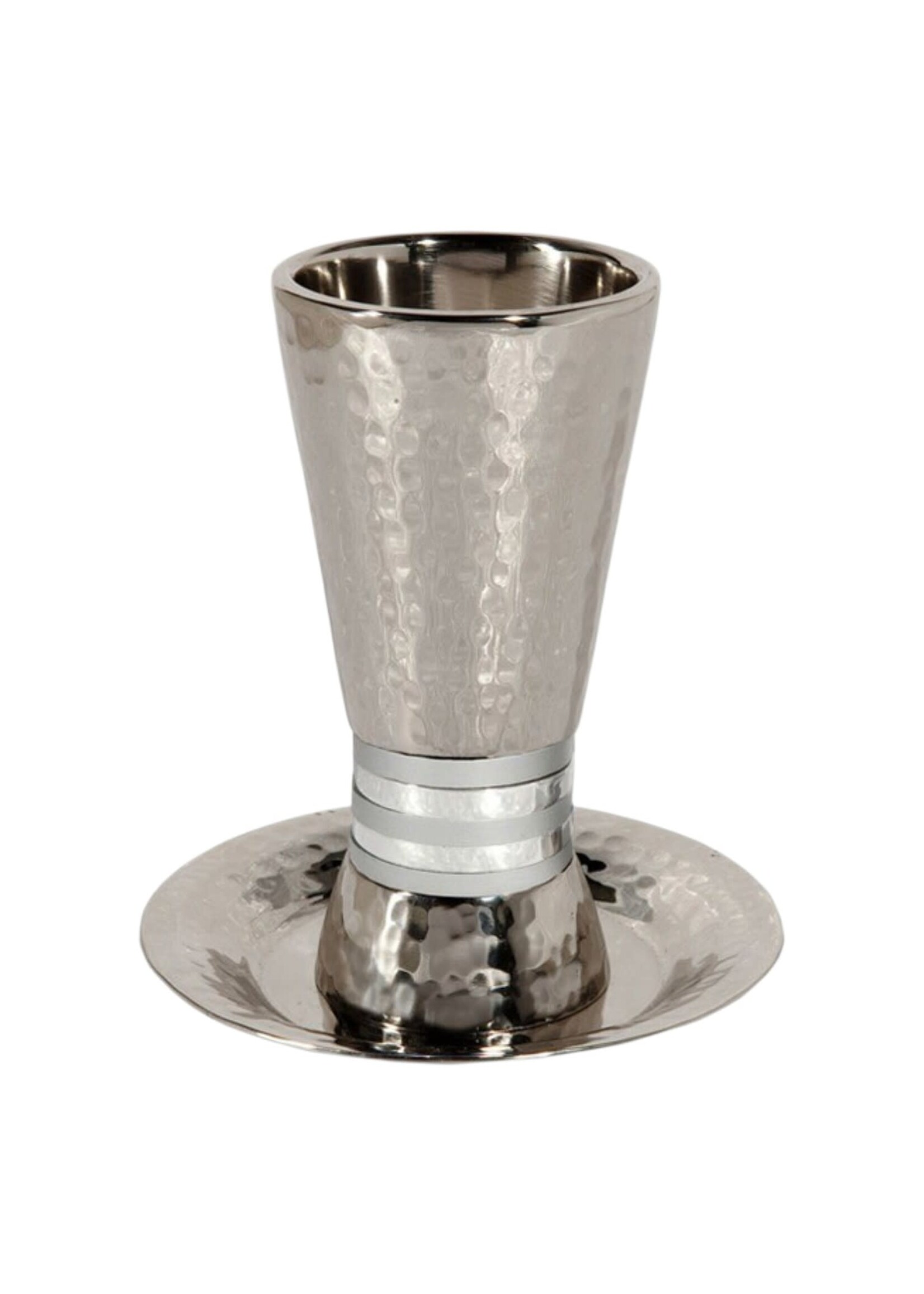KIDDUSH CUP HAMMERED NICKEL WITH RINGS GREY