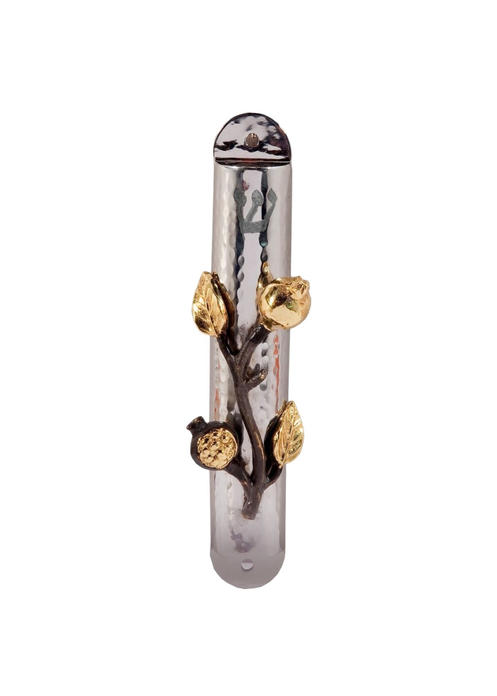 MEZUZAH HAMMERED-POMEGRANATE BRANCH-12CM