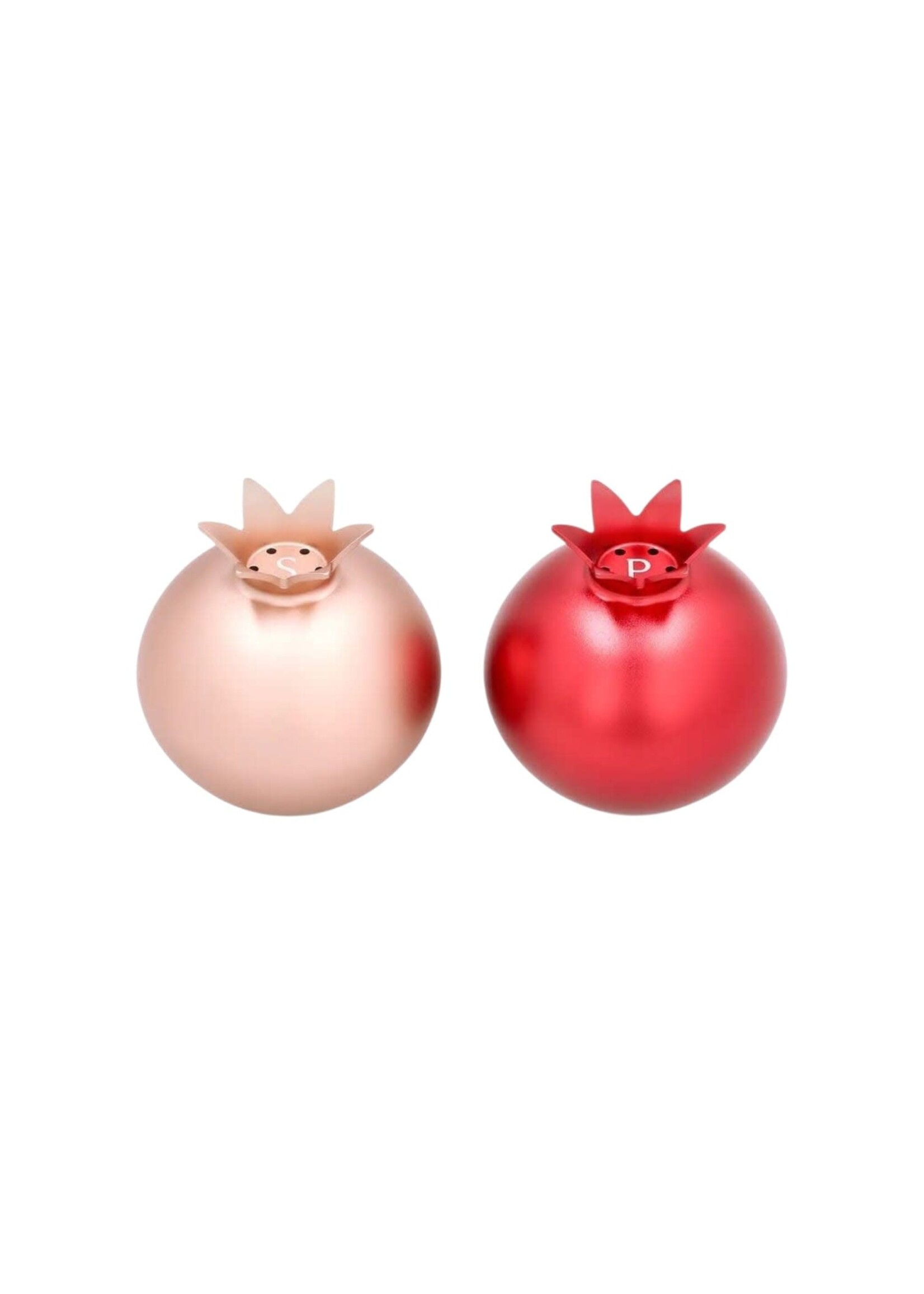 SALT & PEPPER SHAKERS RED & PINK POMEGRANATES