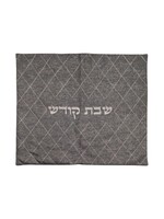 HOT PLATE COVER GREY GLITTERY LINEN SILVER EMBROIDERY " SHABBAT KODESH"