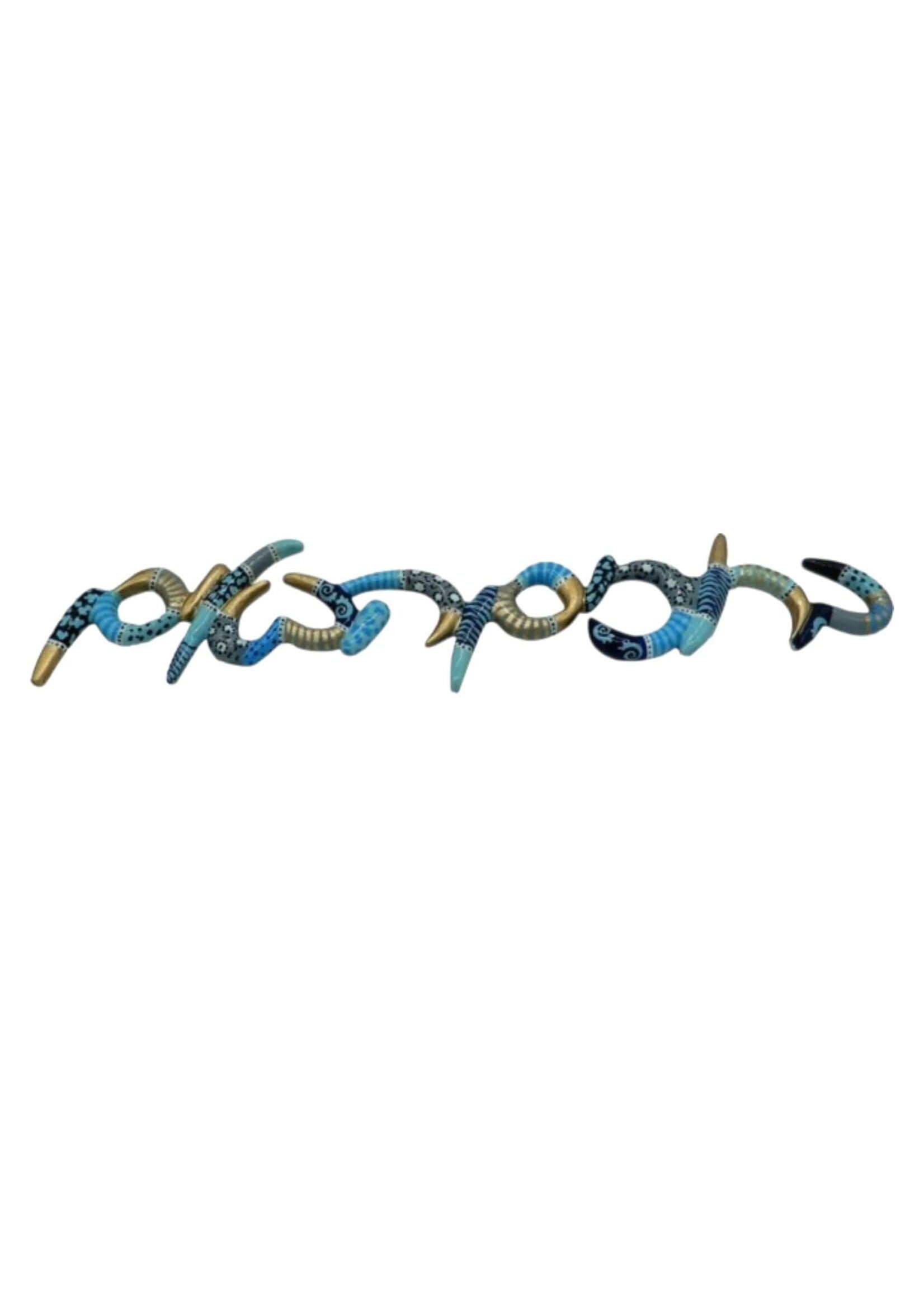 WELCOME CALLIGRAPHIC SCULPTURE 18x5" BLUES "ברוכים הבאים"
