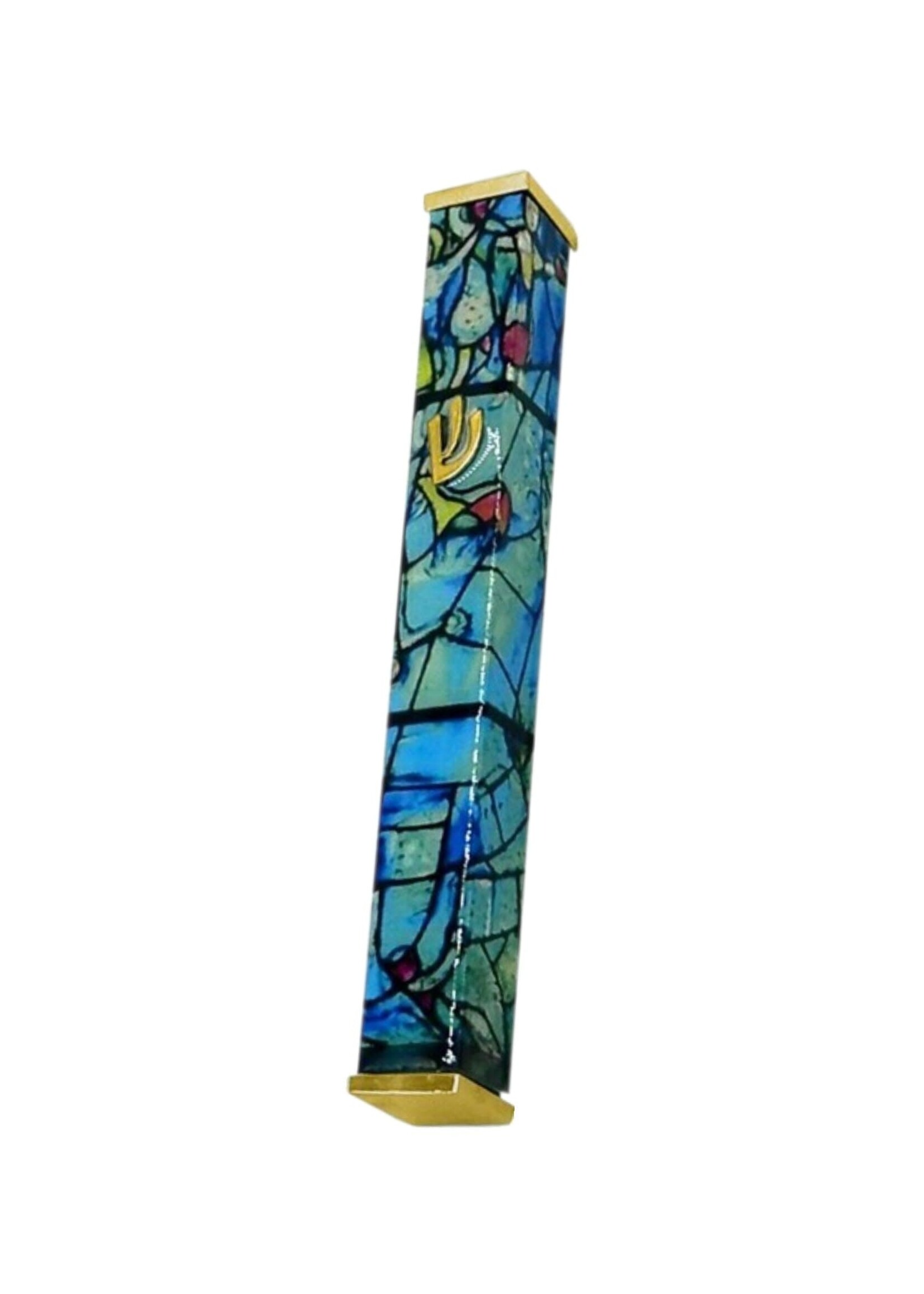 MEZUZAH MARC CHAGALL TEAL DESIGN 12 CM