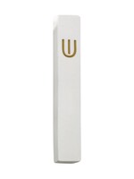 MEZUZAH WHITE CEMENT GOLD CURVED SHIN 20 CM