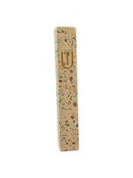 MEZUZAH TERRAZZO GOLD CURVED SHIN 12 CM