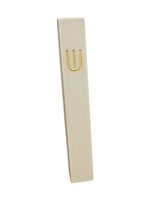 MEZUZAH GREY CEMENT GOLD CURVED SHIN 20 CM