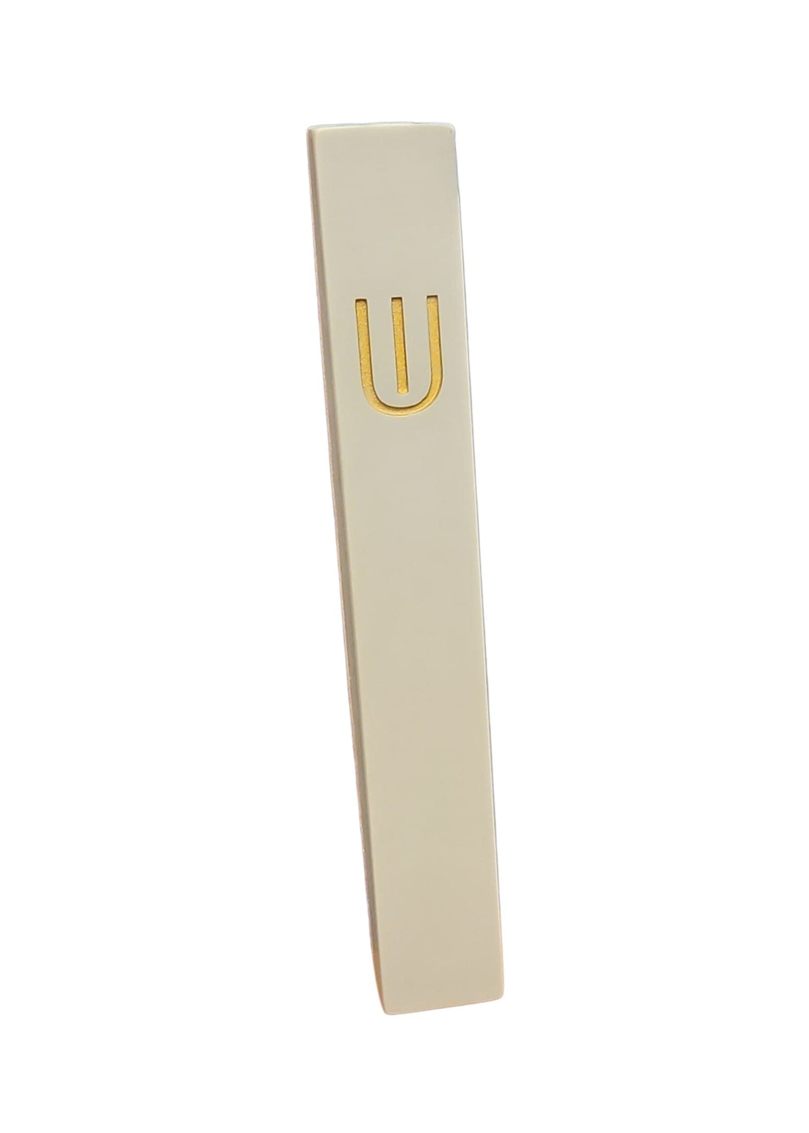 MEZUZAH GREY CEMENT GOLD CURVED SHIN 20 CM