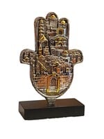 SILVER & GOLD JERUSALEM CITY STANDING HAMSA