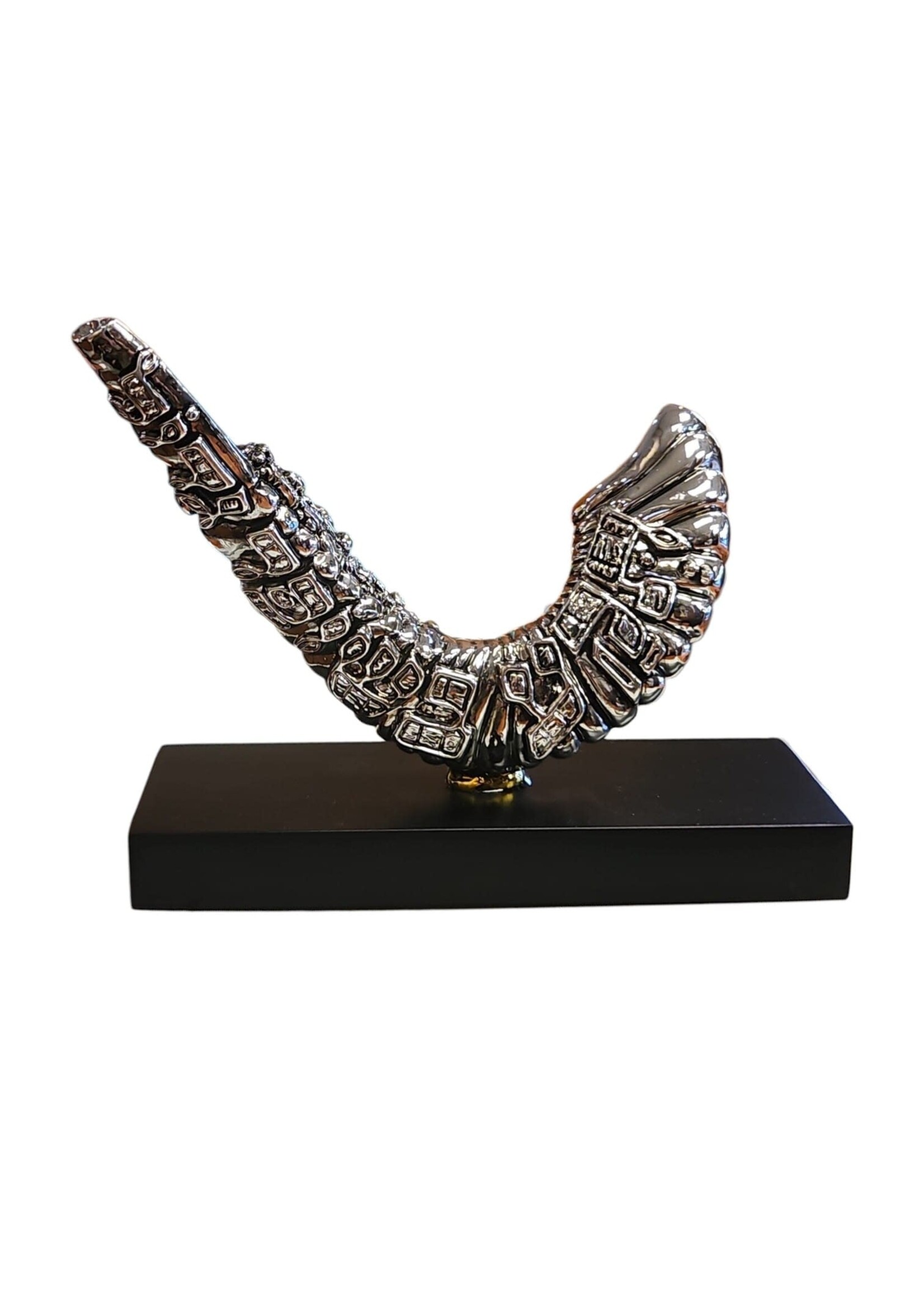 SILVER & GOLD JERUSALEM CITY STANDING SHOFAR