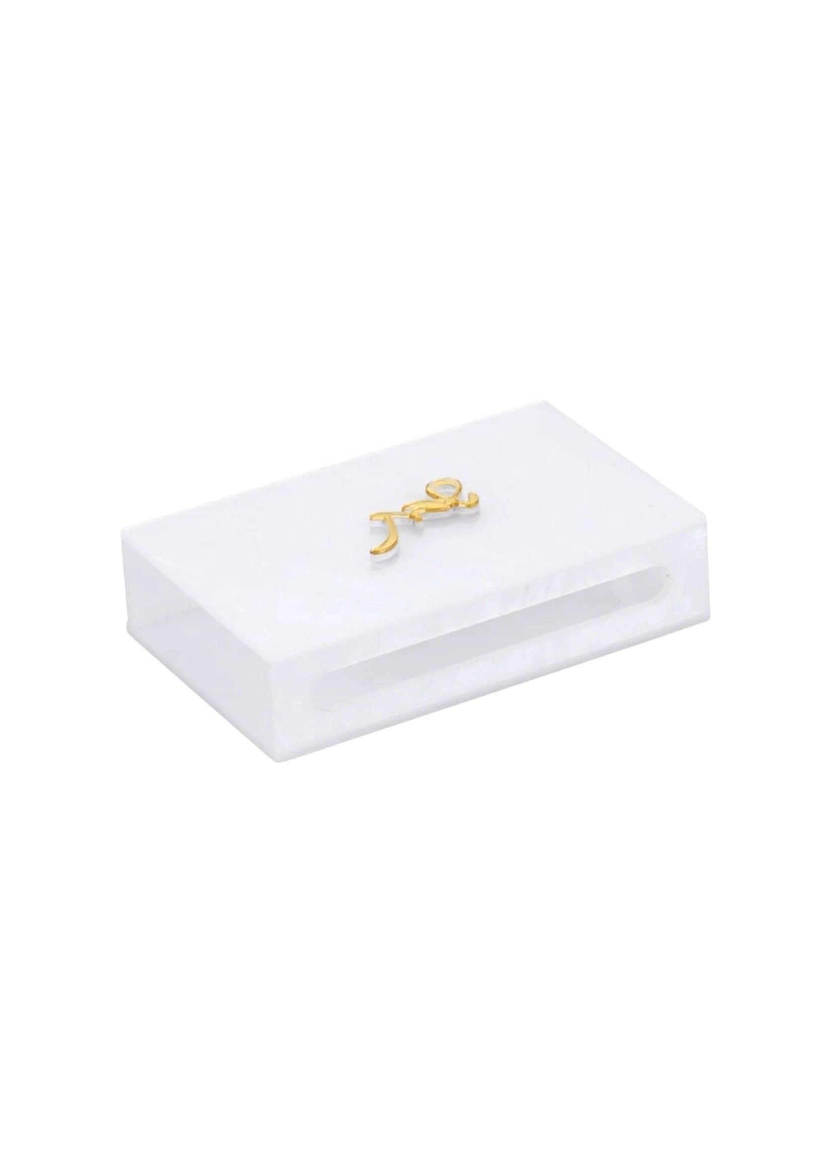 MATCH BOX WHITE ACRYLIC GOLD SCRIPT "SHABBAT"