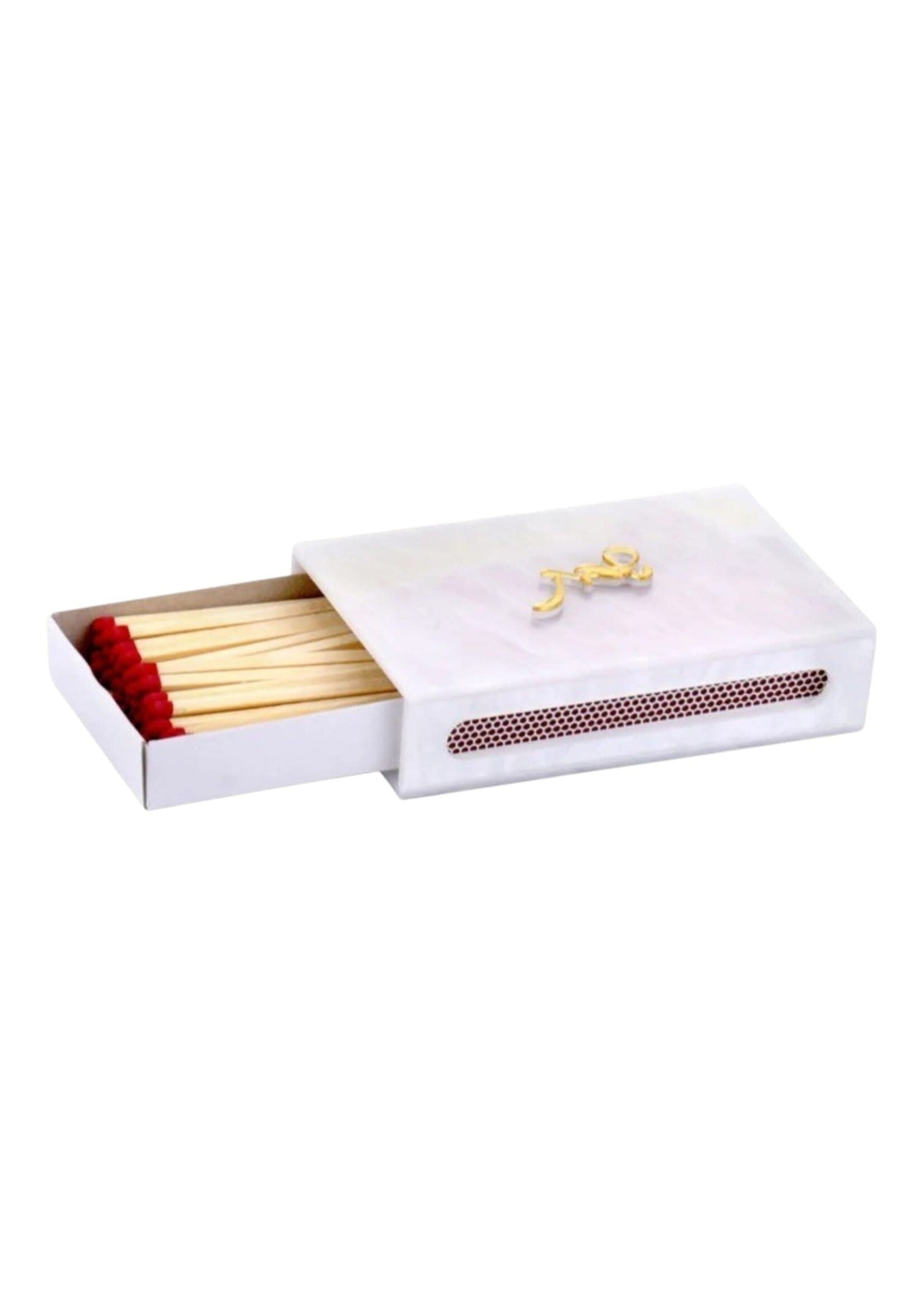 MATCH BOX WHITE ACRYLIC GOLD SCRIPT "SHABBAT"