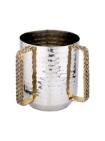 WASH HAMMERED STEEL WITH GOLD BRAIDED HANDLES