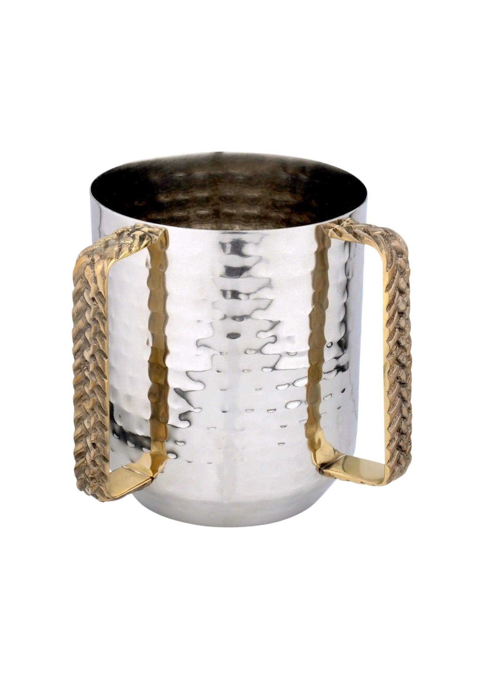 WASH HAMMERED STEEL WITH GOLD BRAIDED HANDLES