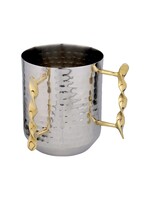 WASH HAMMERED STEEL WITH GOLD TWIST HANDLES