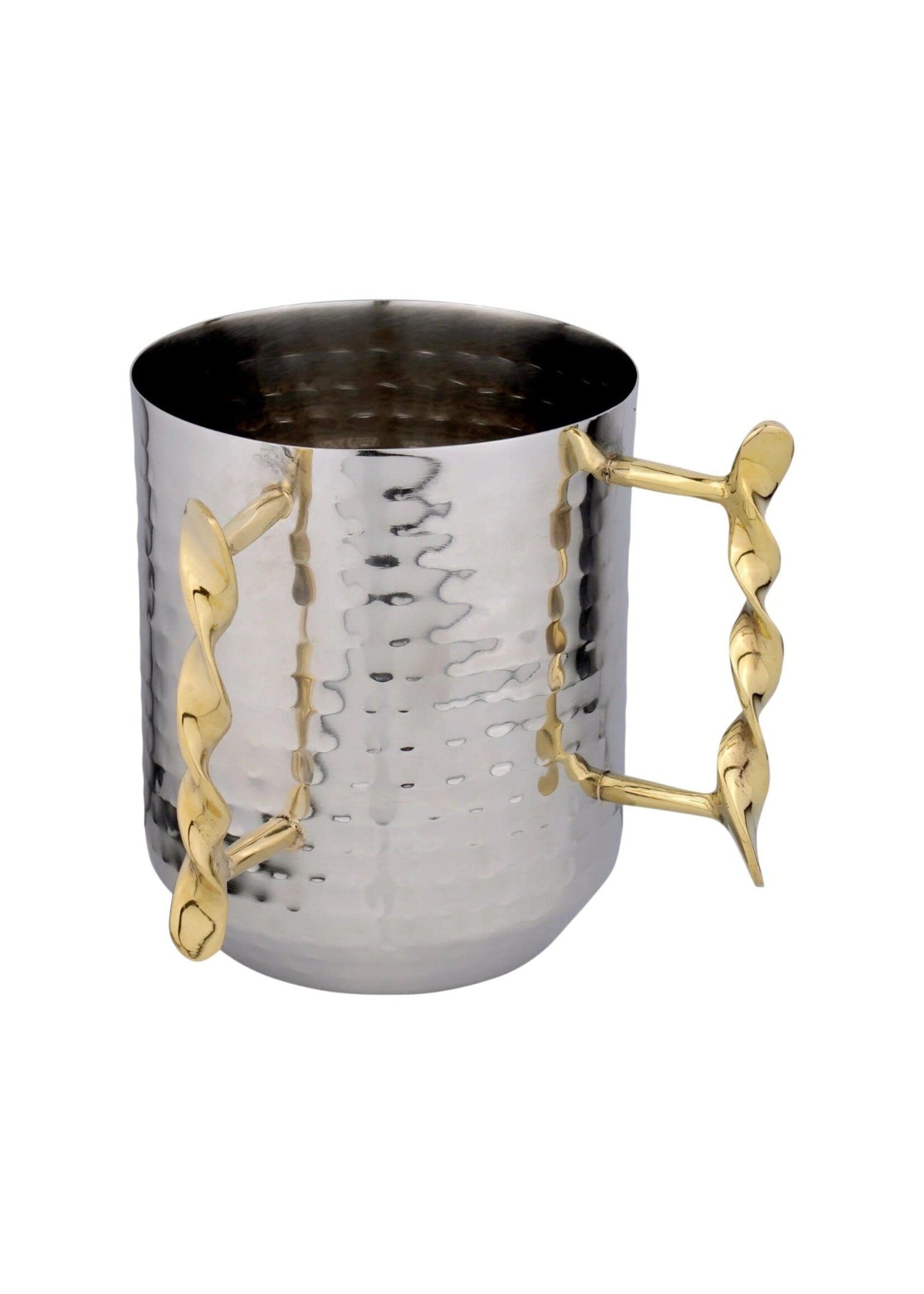 WASH HAMMERED STEEL WITH GOLD TWIST HANDLES