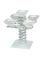 CANDELABRA CRYSTAL 5 BRANCH STACKED SQUARE DESIGN